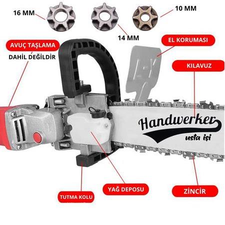 Handwerker Yağ Depolu Avuç Taşlama Zincirli Testere Aparatı 35 cm