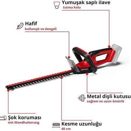 Einhell GC-CH 18/40 Li Akülü Çit Budama 2.5 Ah